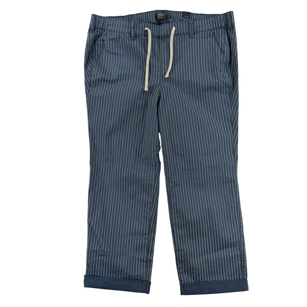 Torrid Pants Womens‎ 2 Short Blue Stripe Twill Straight Cuffed Stretch Casual